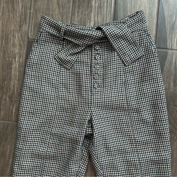 Lovers + Friends Dillion Trouser Pants Houndstooth Teal & Black Sz L - Picture 4 of 10